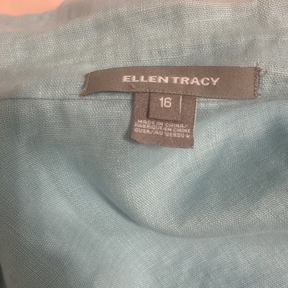Ellen Tracy Light Blue Linen Blend Top Size 16 - Picture 6 of 12